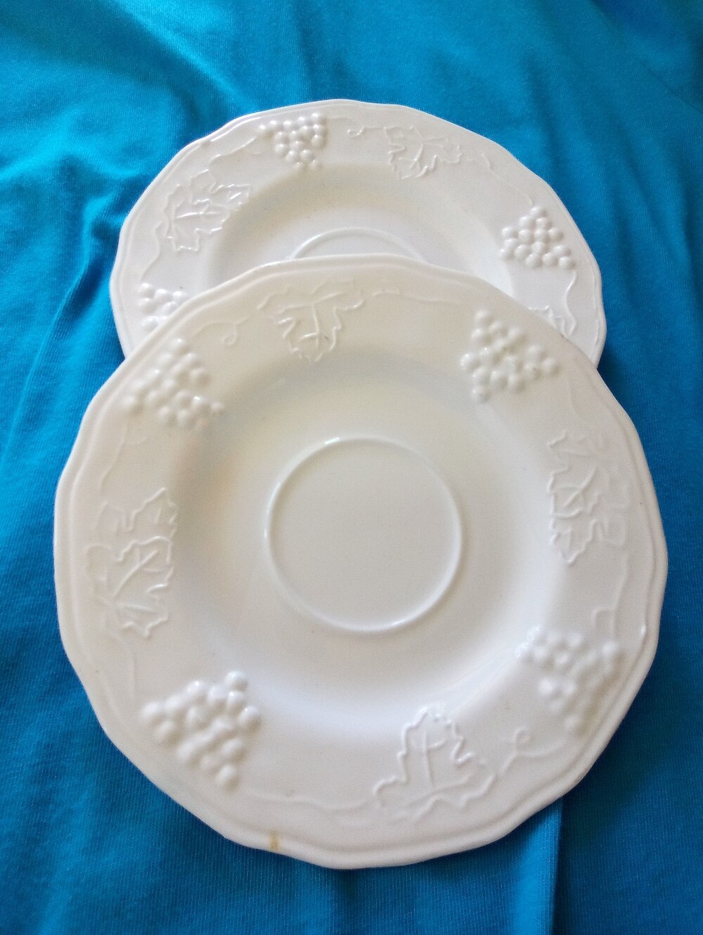 4 Indiana Milk Glass Grape  Saucers Set